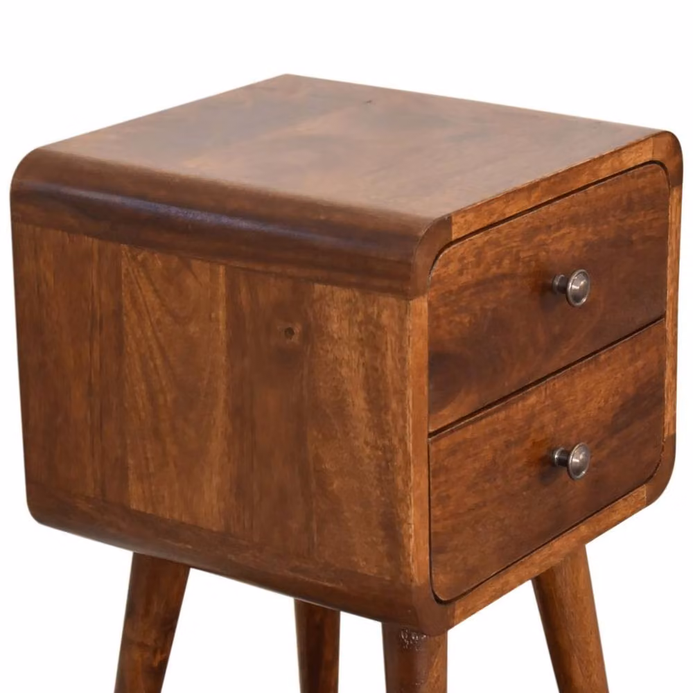 Wyld Haus Venzone Mini Mango Wood Bedside Table with 2 Drawers in Brown, W/D/H: 30 x 30 x 55 cm – 5