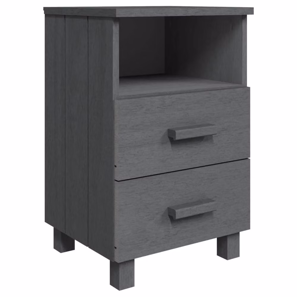 Berkfield Home HAMAR Bedside Cabinet in Dark Grey Solid Wood Pine, W/D/H: 40 x 35 x 62 cm – 2