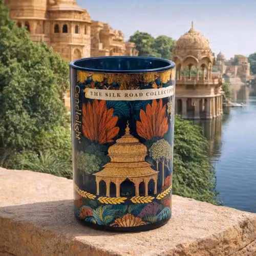 Candlelight Jaisalmer Luxury Scented Pear & Fig Candle, Multicolour Fruity and Floral Fragrance, 450g – 3