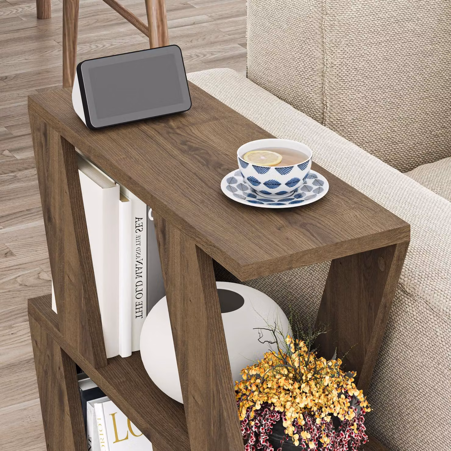 Decortie Lazena Modern 3-Tier Side Coffee Table in Brown – 3