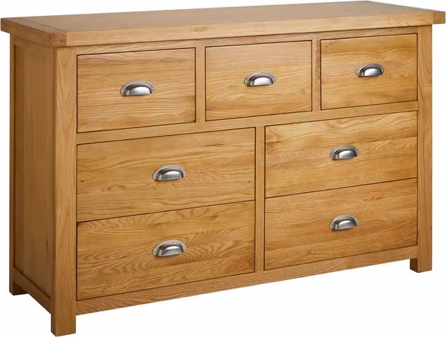 Birlea Woburn 4 Drawer 3 Chest in Rustic Oak Finish, Brown
