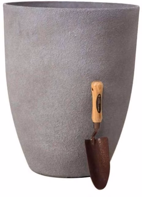 Primrose Garden Volcanic Grey Cylinder Round Stone Effect Outdoor Planter, Height: 75 cm