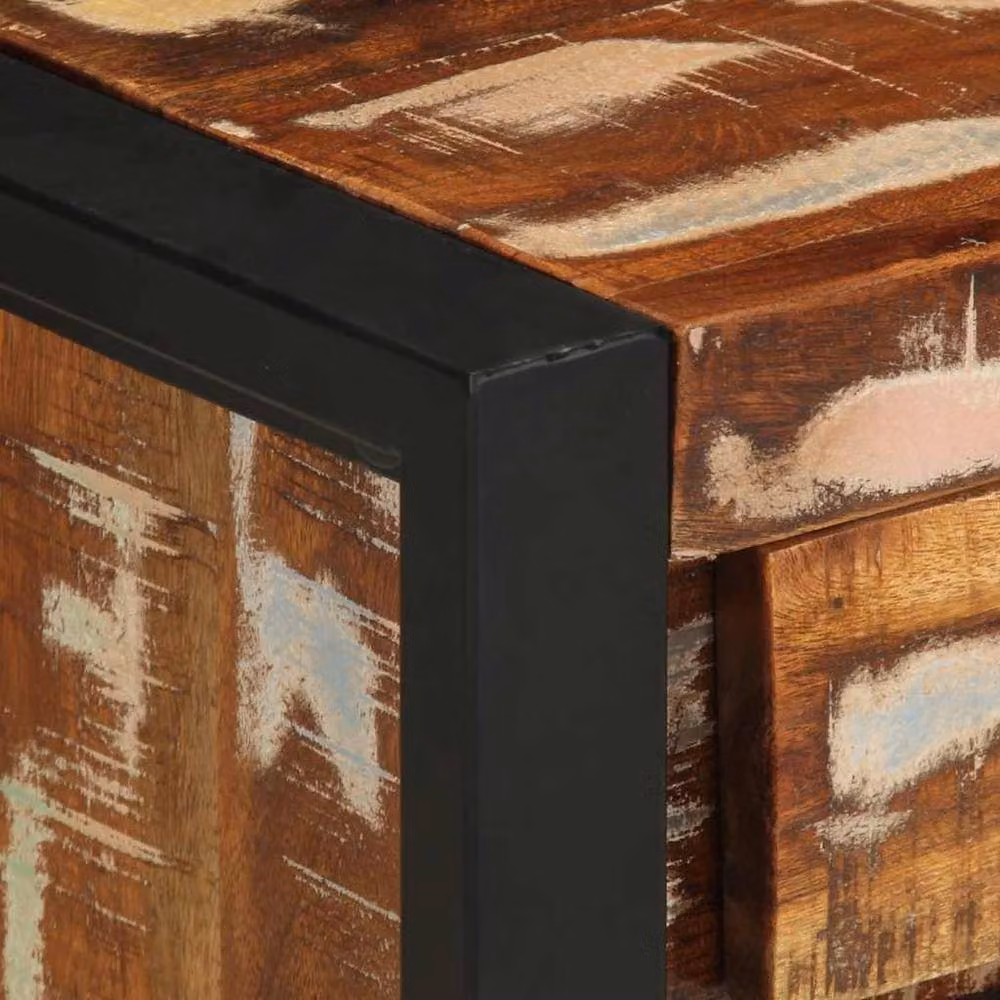 Berkfield Home Multicolour Industrial Bedside Cabinet in Reclaimed Mango Wood, W/D/H: 40 x 30 x 50 cm – 4