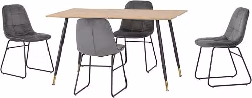 Seconique Hamilton Dining Set with 4 Lukas Chairs in Grey