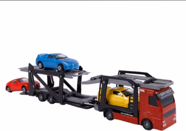 UMKYTOYS Truck Transporter Playset with Vehicles in Multicolour and White