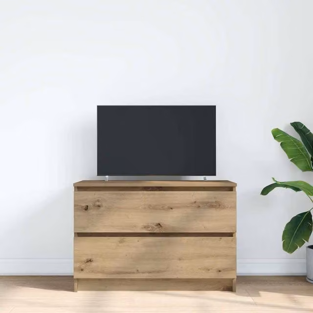 Berkfield Home Artisan Oak TV Cabinet in Brown, W/D/H: 80 x 35 x 54 cm
