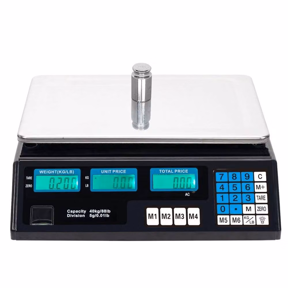 FLAVORA Commercial Digital Price Computing Scale, Black, 40kg Capacity – 4
