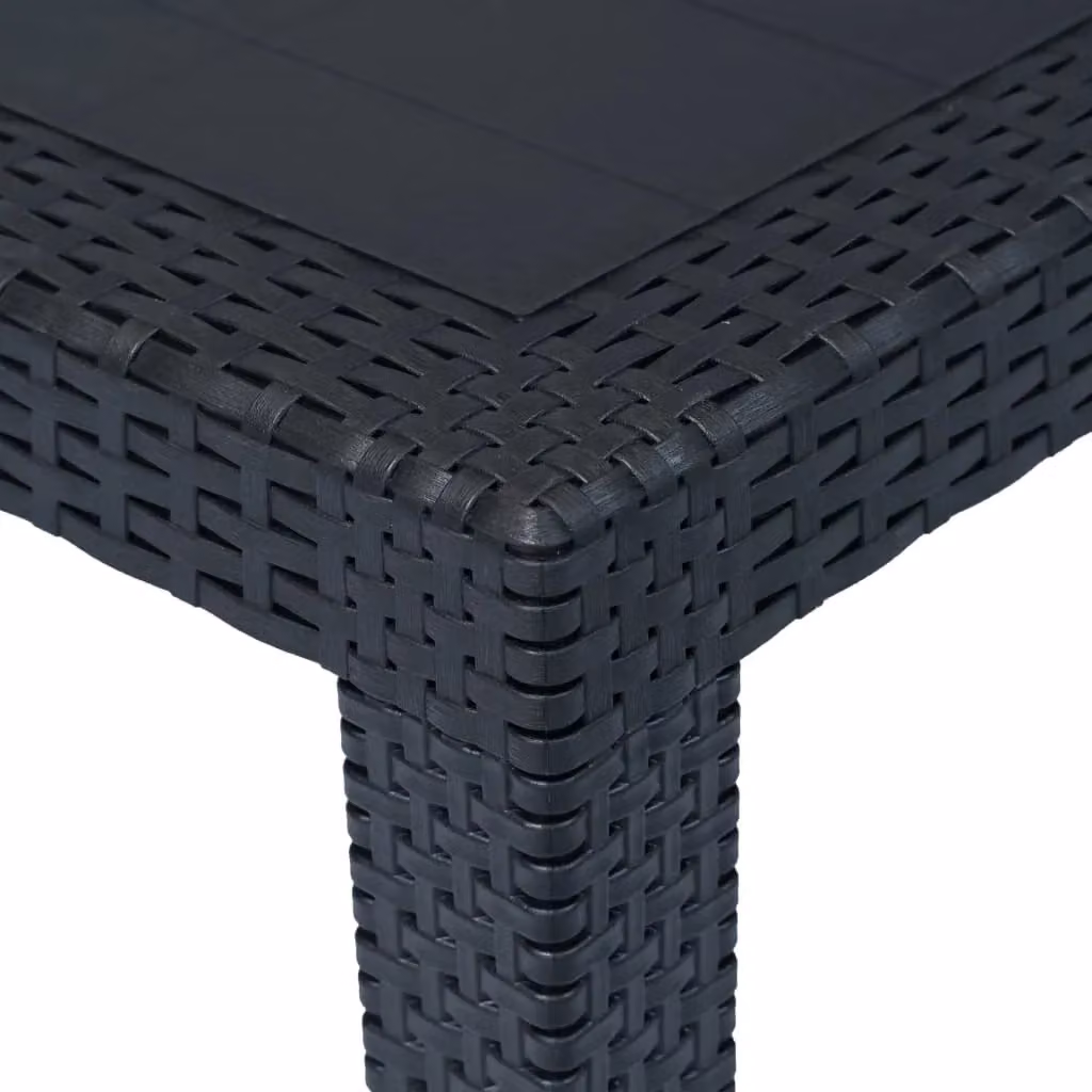Berkfield Home Garden Table in Anthracite and Black Plastic Rattan Look, W/D/H: 79 x 79 x 72 cm – 3