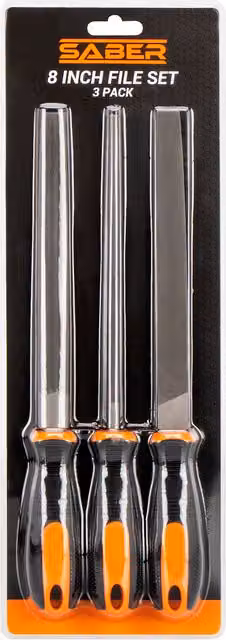 Saber 3 Piece 200mm Half Round Steel File Set in Silver