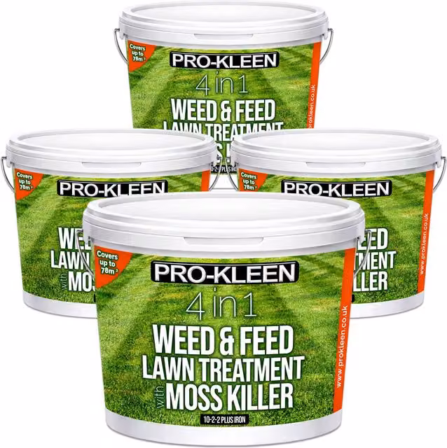 ProKleen 4 in 1 Weed and Feed Lawn Treatment with Moss Killer, 4 x 2.5kg – 1