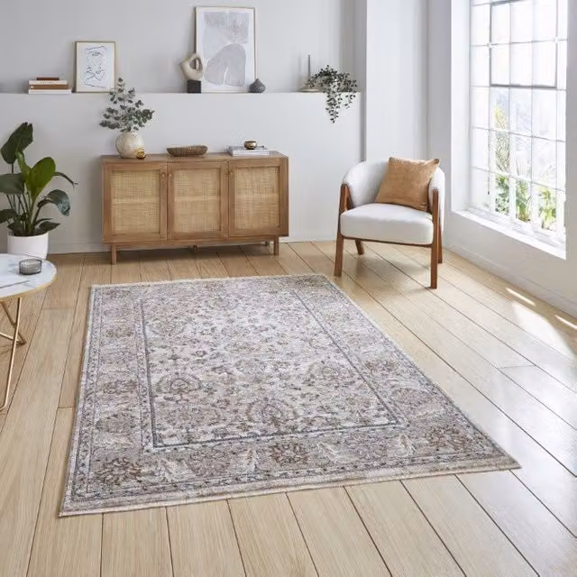 Terrys Vintage Machine Woven Rectangular Rug in Beige