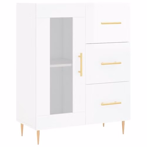 vidaXL Modern High Gloss White Sideboard in Engineered Wood W/D/H: 69.5 x 34 x 90 cm
