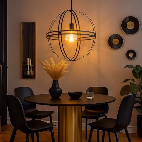 Globo Lighting Modern Spherical Metal Pendant Ceiling Light in Black, Diameter: 50 cm – 2