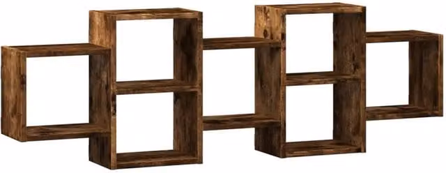 Berkfield Home Wall Mounted Smoked Oak Shelf, Brown, W/D/H: 129 x 42 x 18 cm