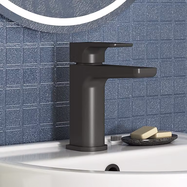 Muro Mono Basin Mixer Tap in Matt Black with Sleek Single Lever Design