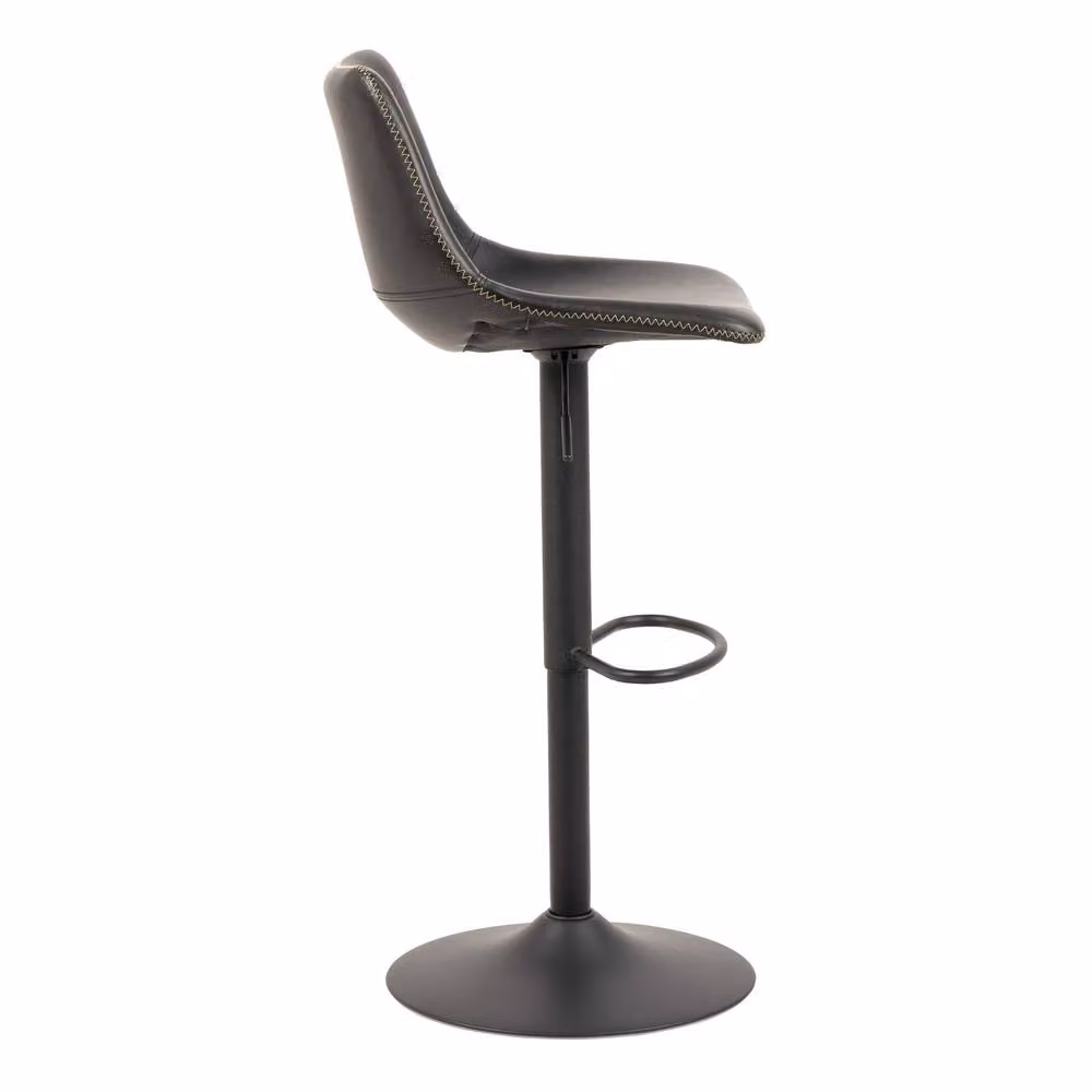 Wyld Haus Bogense Black and Beige Faux Leather Swivel Bar Stool with Geometric Zigzag Stitching – 2