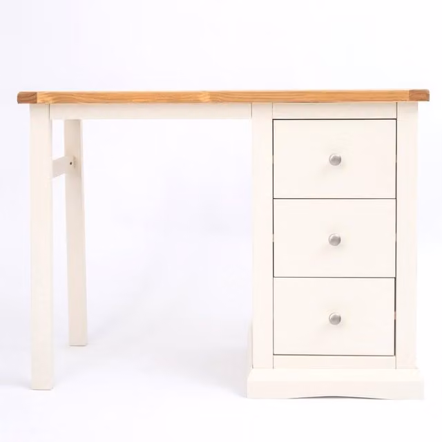 Cabinet Bits Castelli 3 Drawer Dressing Table in White Pine with Chrome Knobs