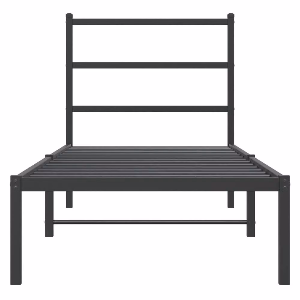 Berkfield Home Metal Bed Frame with Headboard in Black, W: 75 cm, L: 190 cm – 3