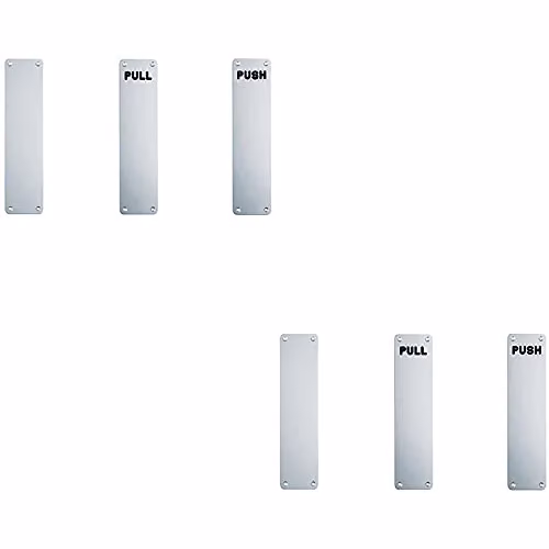 Loops 2 Pack Plain Door Finger Plate in Brushed Silver Aluminium, W: 30.0 cm, H: 7.5 cm