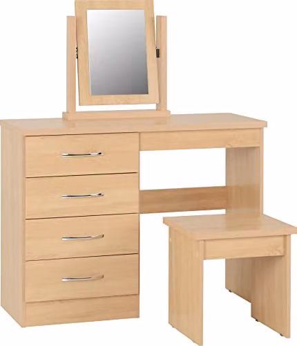 Seconique Nevada Dressing Table Set with Stool in Brown