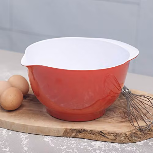 Zeal Red and White Melamine Non Slip Mixing Bowl with Pouring Spout, 3 ltr, 20 cm – 2