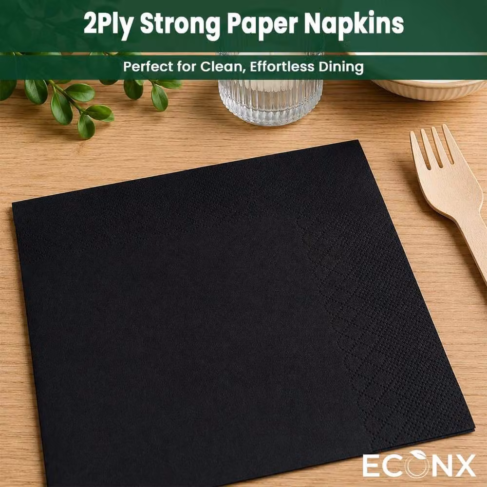 ECONX Black 2-Ply 4-Fold Paper Napkins, 2000 Pack – 2