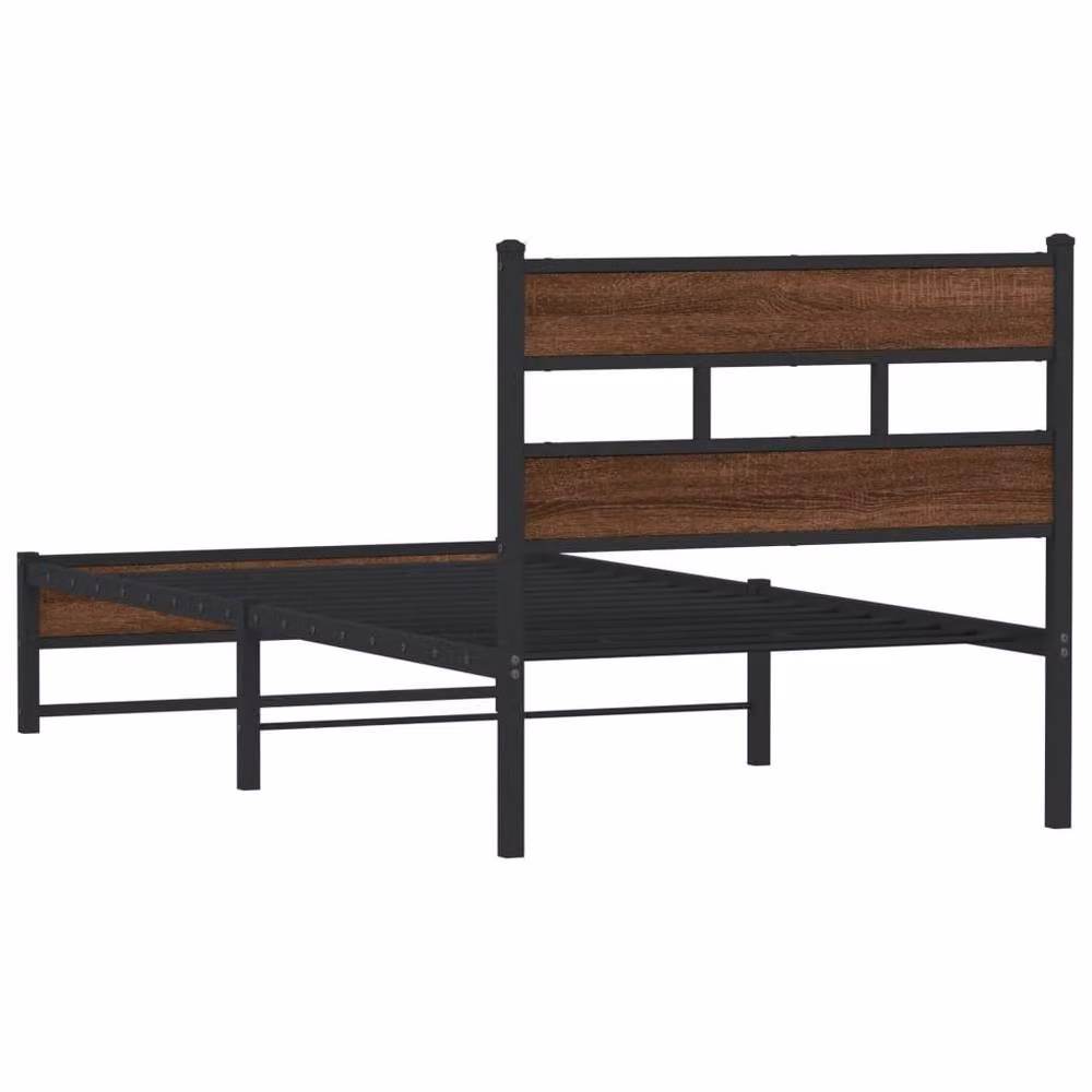 Berkfield Home Metal Bed Frame in Brown Oak, W/D/H: 100 x 200 cm – 5