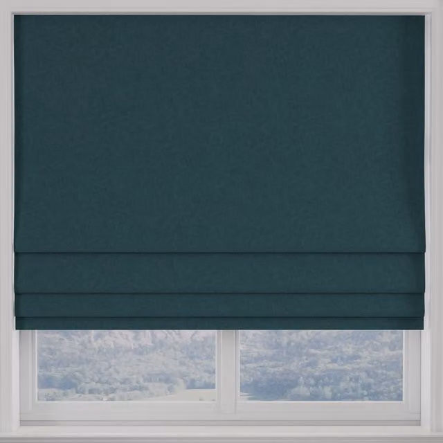 Terrys Kansai Plain Blackout Made to Measure Roman Blind in Petrol Blue