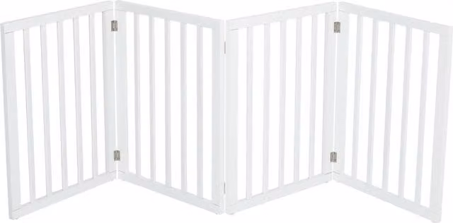 Kidkid 4 Panel Foldable Wooden Safety Gate, White, Width: 183.5 cm