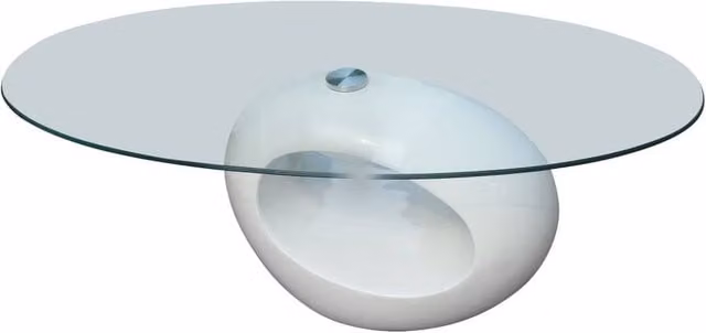 Berkfield Home Modern Coffee Table with Oval Glass Top in High Gloss White