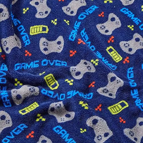 Just Essentials Reversible Blue Geometric Fleece Blanket Throw – 4