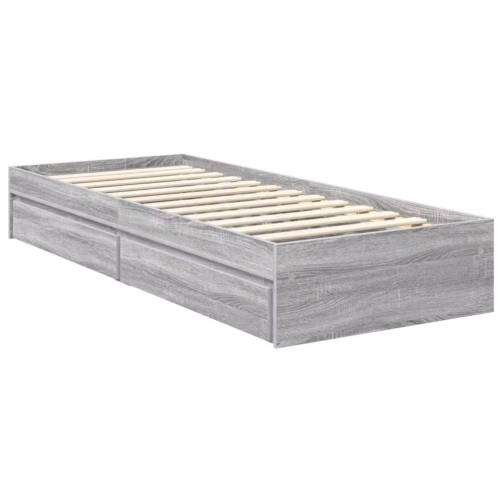 Berkfield Home Grey Sonoma Storage Bed with Drawer in Engineered Wood W: 75 cm, L: 190 cm – 2