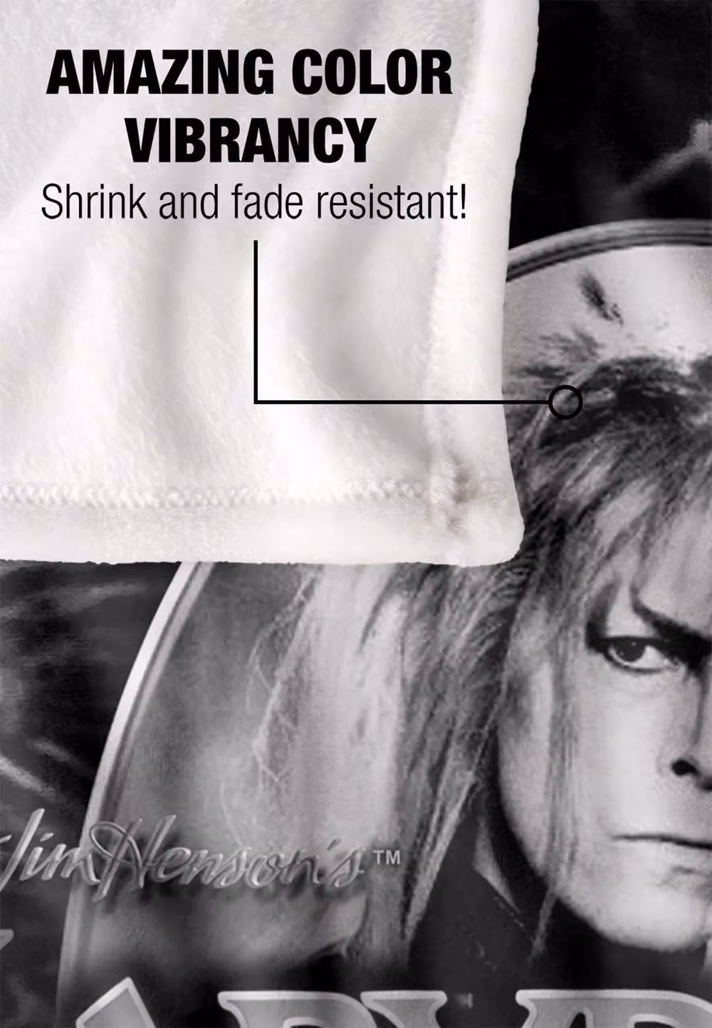 LOGOVISION Jim Henson Labyrinth Silver Portrait Maze Super Soft Fleece Throw Blanket in White, W/D/H: 152 x 127 cm – 8