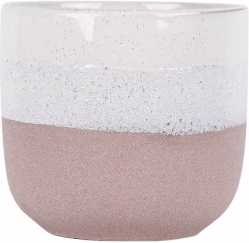 KDMD Hortus Pink and White Bordeaux Stoneware Pot, H 20 cm x Dia 22 cm
