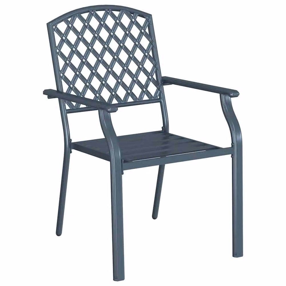 Berkfield Home Set of 4 Stackable Anthracite Grey Steel Garden Chairs – 3