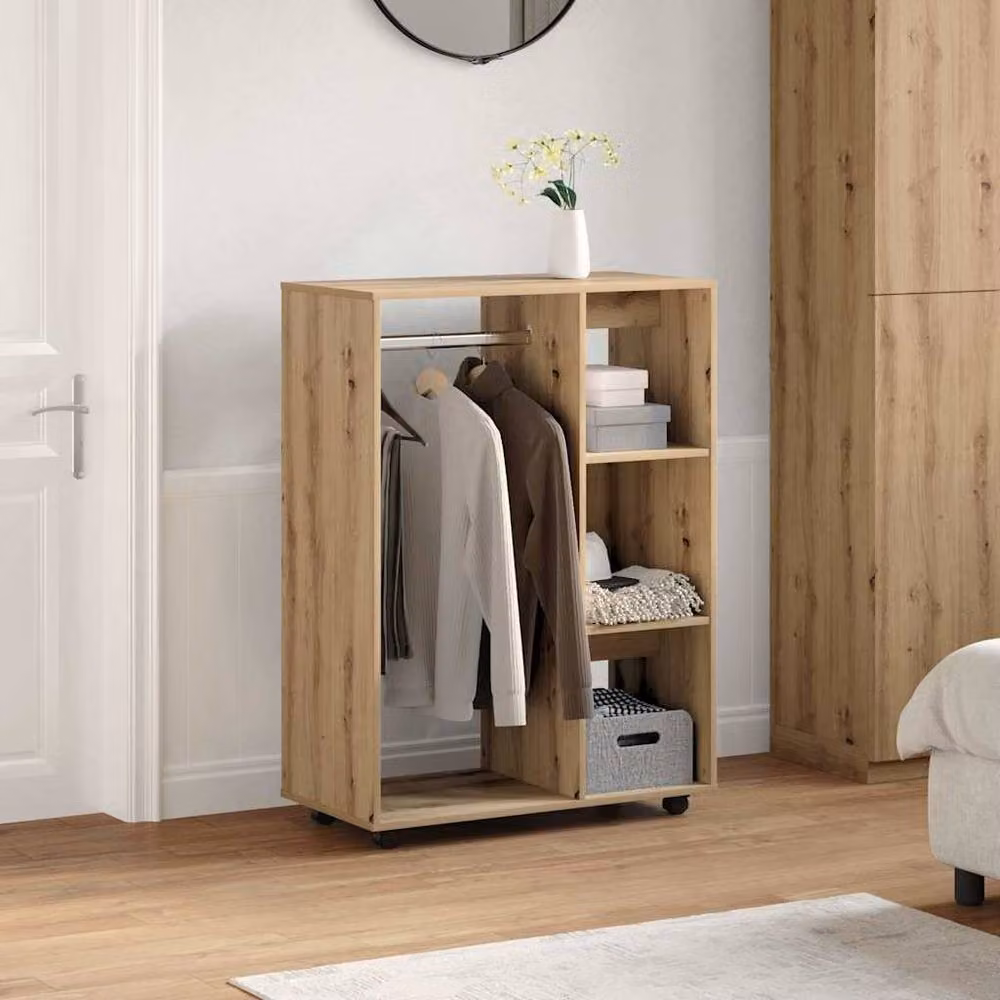 Berkfield Home Artisan Oak Wardrobe in Brown, W/D/H: 80 x 40 x 110 cm – 3