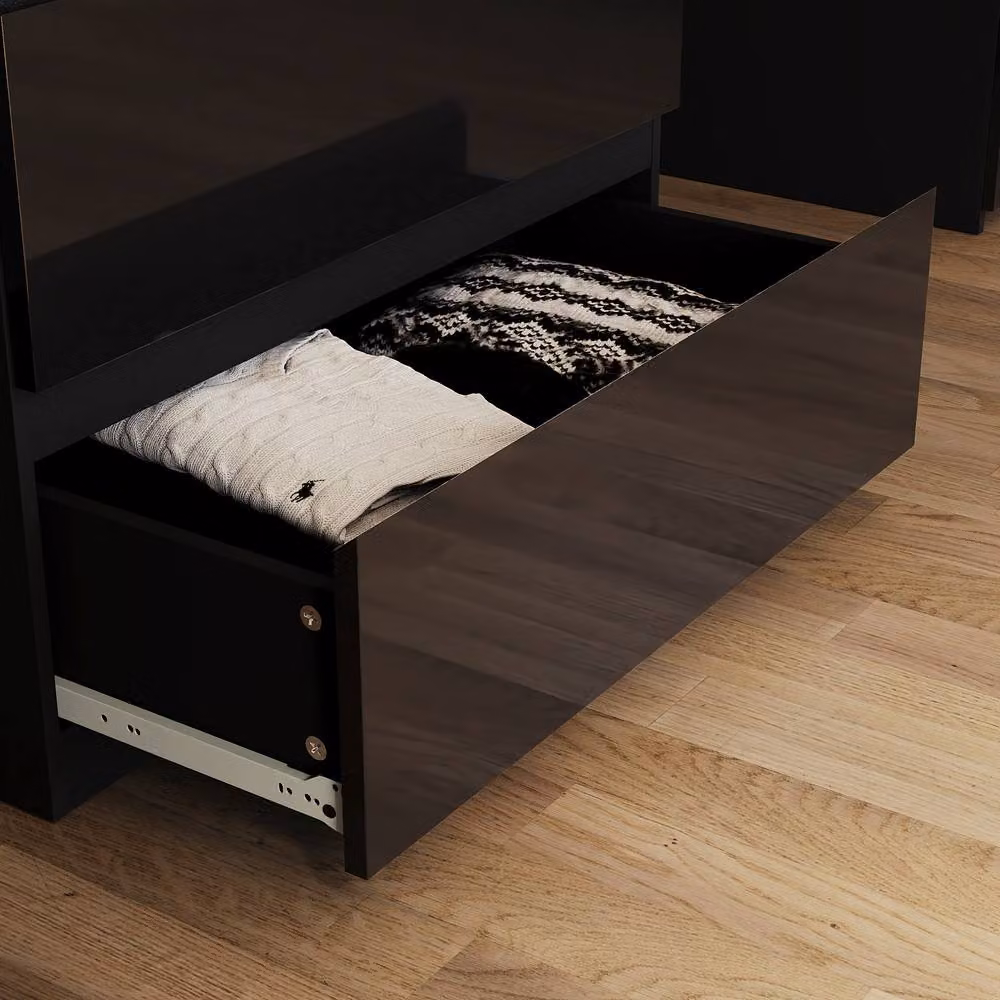 HD Designs Glinton 3 Drawer Chest of Drawers in Black High Gloss – 3