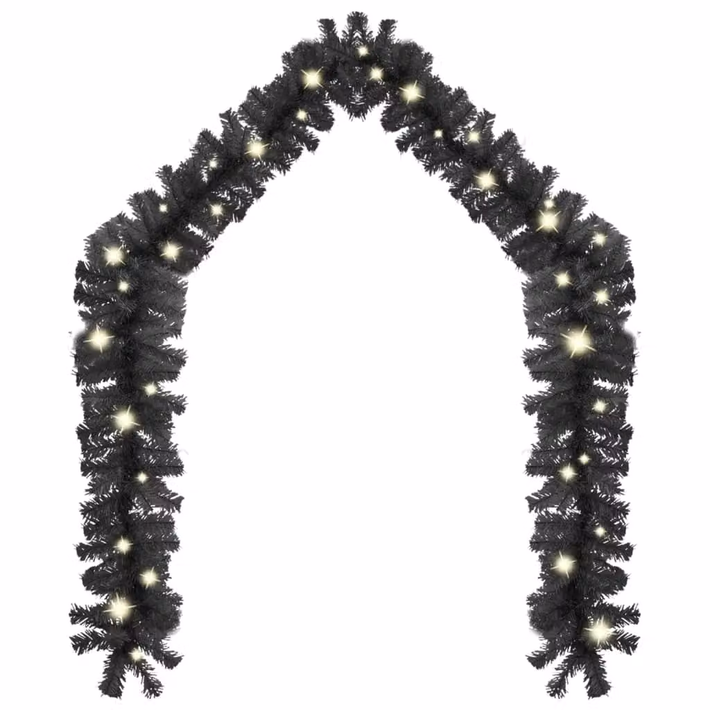 Berkfield Home Christmas Garland with Warm White LED Lights, 10 m, Black – 2