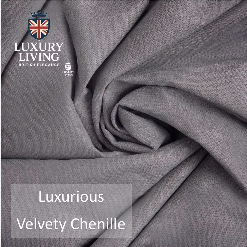 Luxury Living Grey Velvet Chenille Pencil Pleat Blackout Door Curtain, W: 56 cm, H: 84 cm – 3