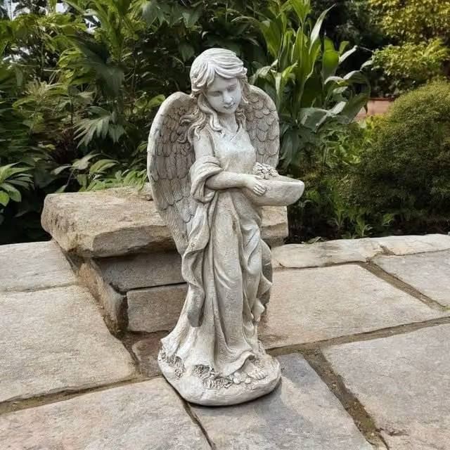 Minster Stylish Living Ltd Grey Stone Angel Statue for Indoor or Outdoor Display, W/D/H: 36 x 36 x 78 cm