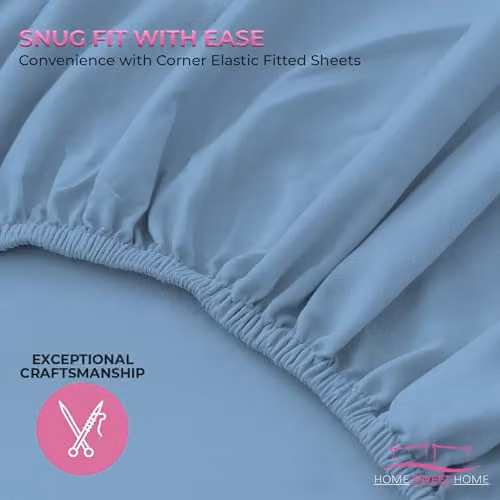 Snug City Super King Microfibre Soft Touch Fitted Sheet in Light Blue, W/D/H: 200 x 180 x 25 cm – 4