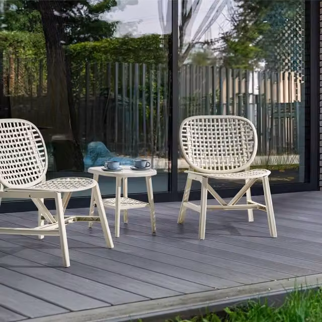 Wyld and Coco White Modern Bistro Set with Table and Two Chairs