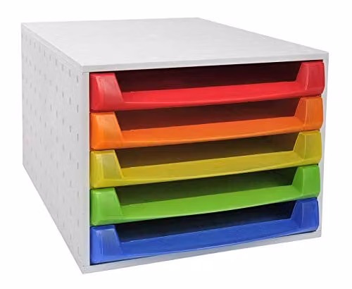 Exacompta Linicolor Collection Document Box with 5 Open Drawers, Translucent Harlequin Multicolour, Suitable for A4 Documents, W/D/H: 38.7 x 28.4 x 21.8 cm – 1