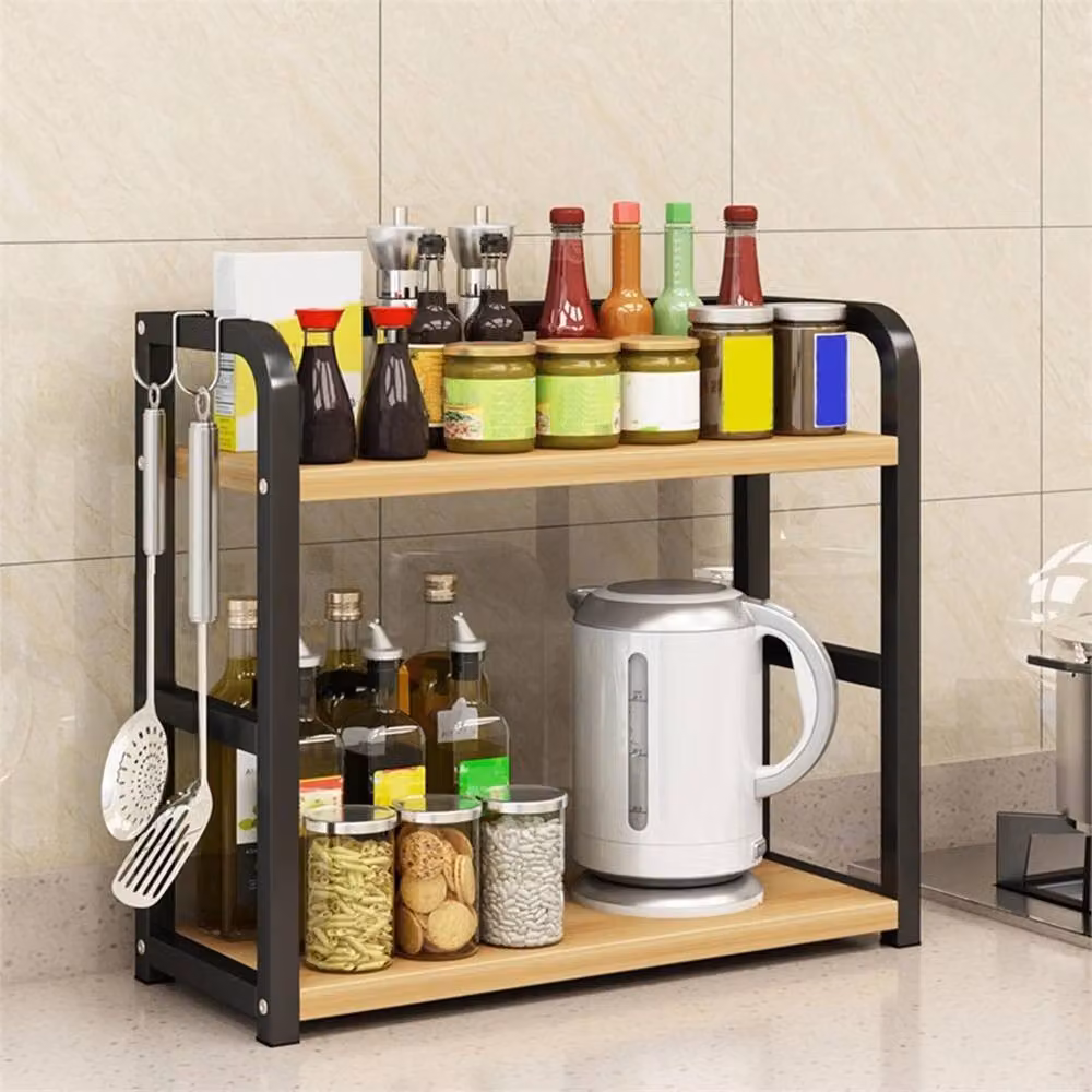 Nordara 2-Tier Freestanding Kitchen and Bathroom Spice Rack Storage Organiser in Black – 4