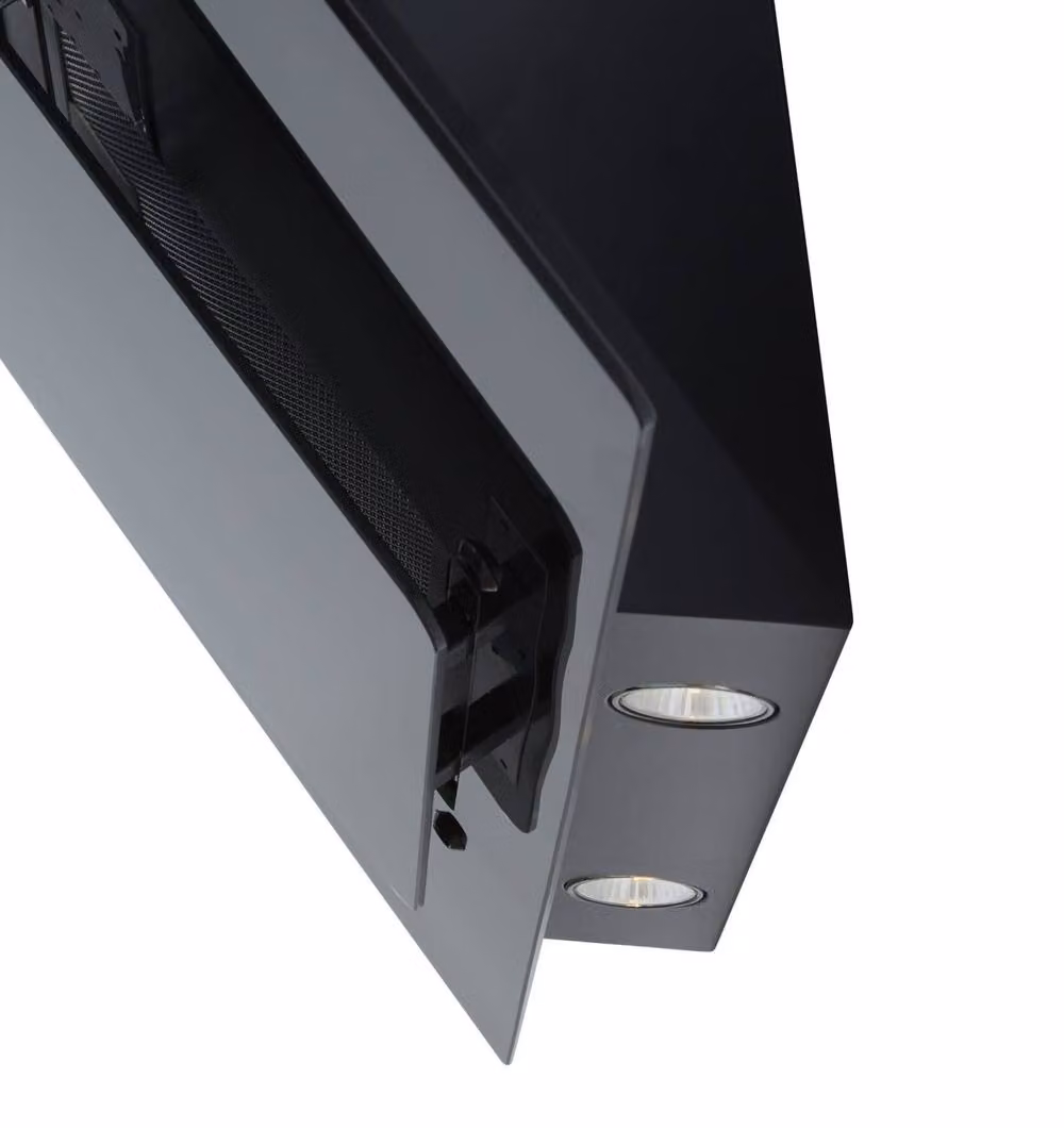 SIA Black Angled LED Lit Cooker Hood Extractor Fan with Activated Carbon Filter, 60 cm – 5
