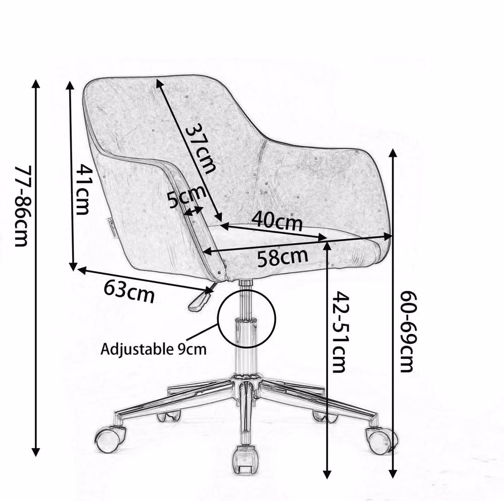 STILVORA White Bouclé Swivel Task Chair with Gold Metal Base – 2