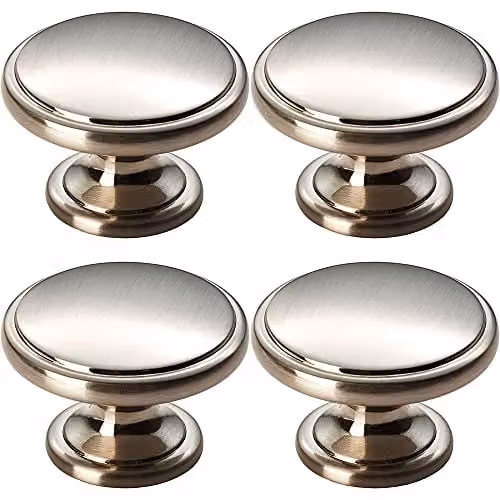 Loops 4 Pack Ring Domed Cupboard Door Knobs in Brushed Silver