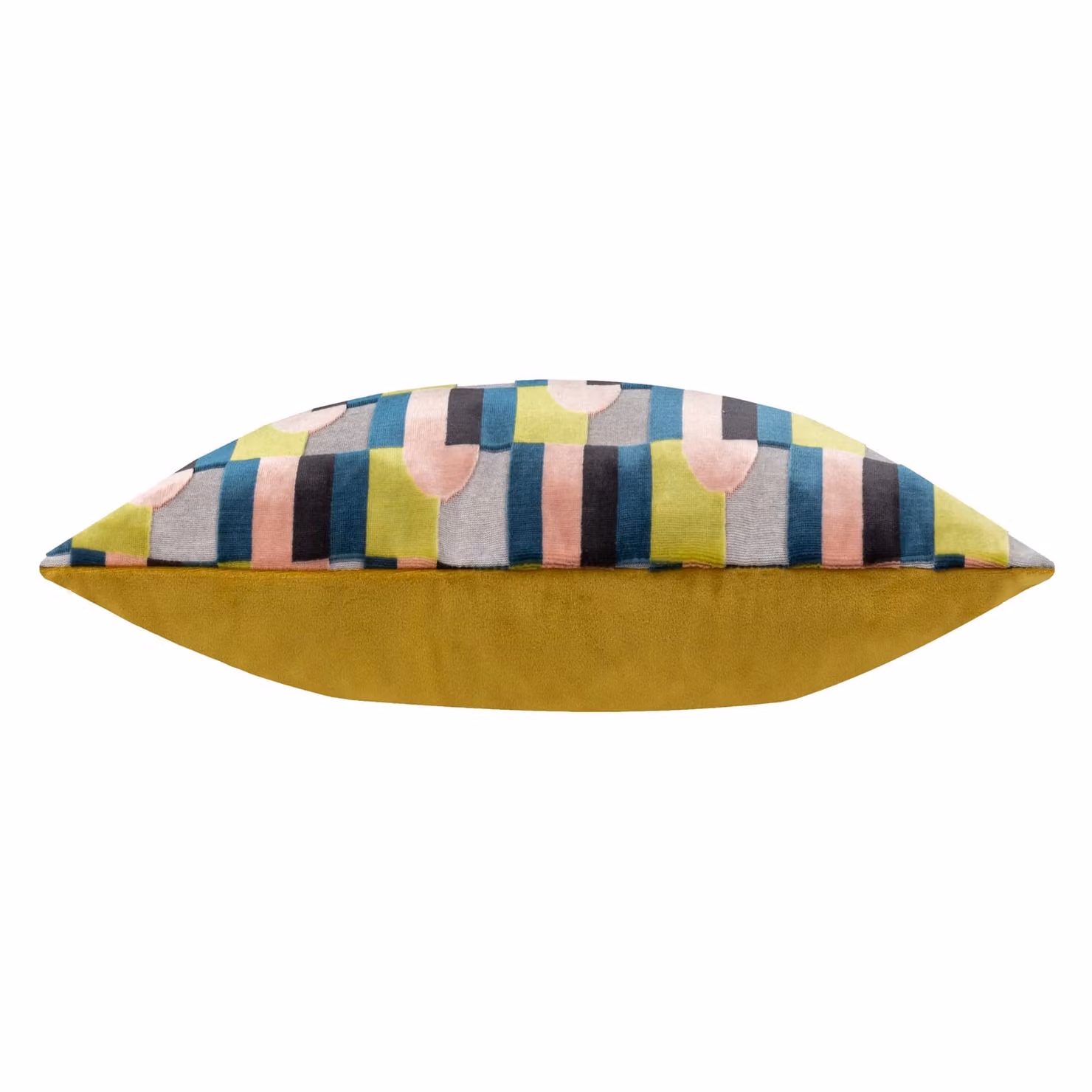 Paoletti Keela Cut Velvet Geometric Polyester Filled Cushion in Pink and Green, W/H: 50 x 35 cm – 4