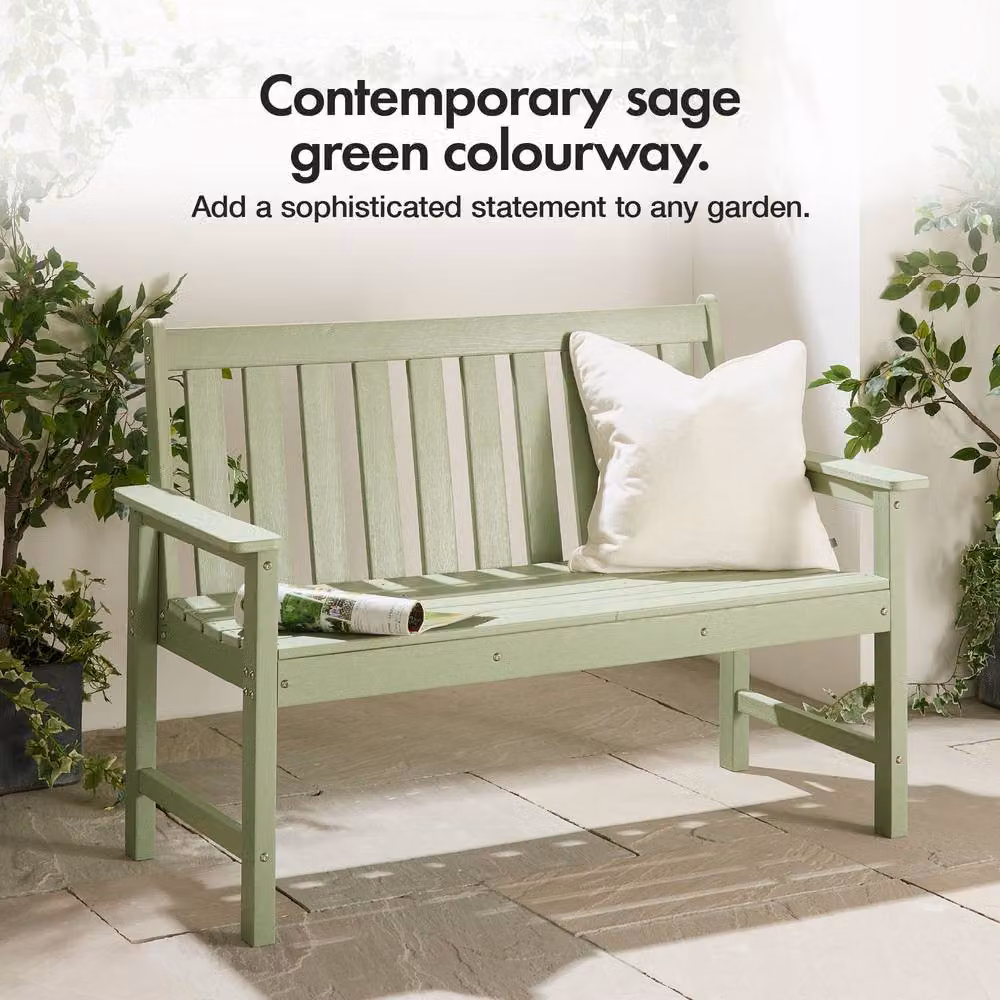 VonHaus Westport 2 Seater HDPE Garden Bench in Green – 2