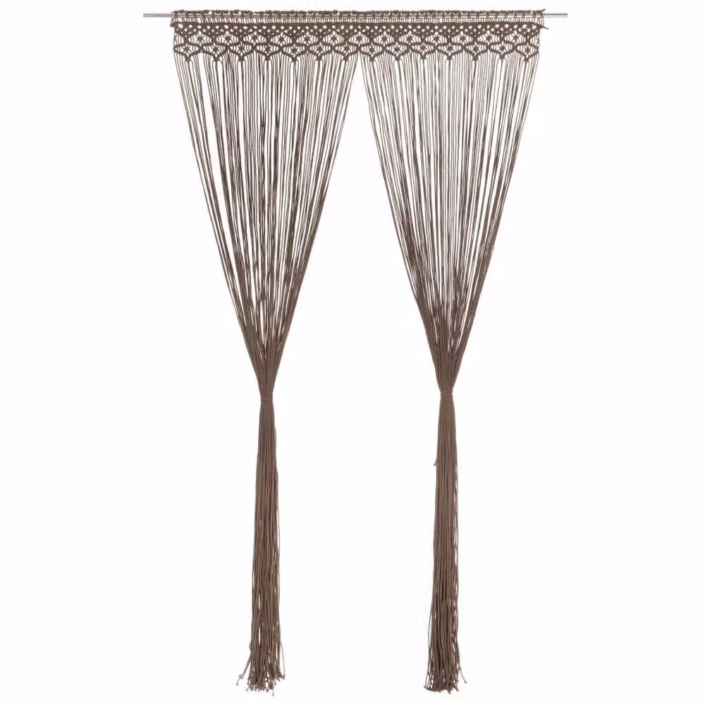 Berkfield Home Macrame Cotton Curtain in Taupe, W/H: 140 x 240 cm – 2
